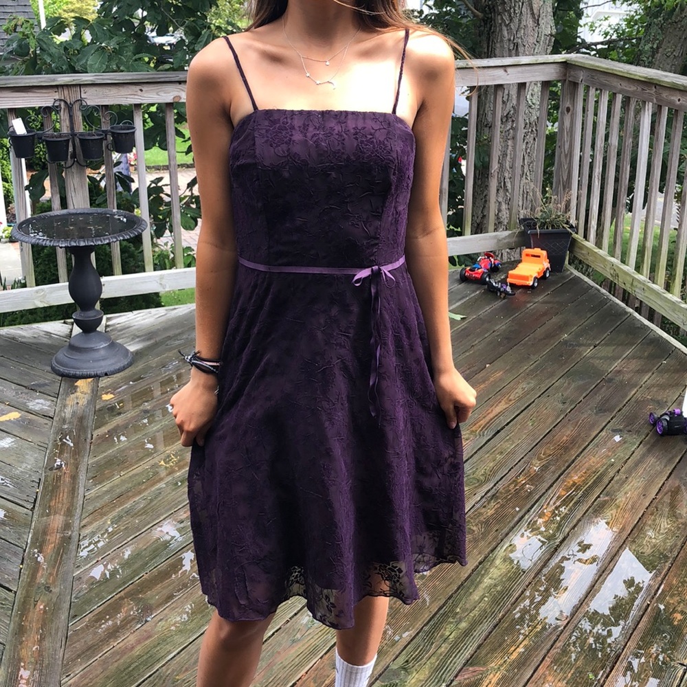 purple floral dress